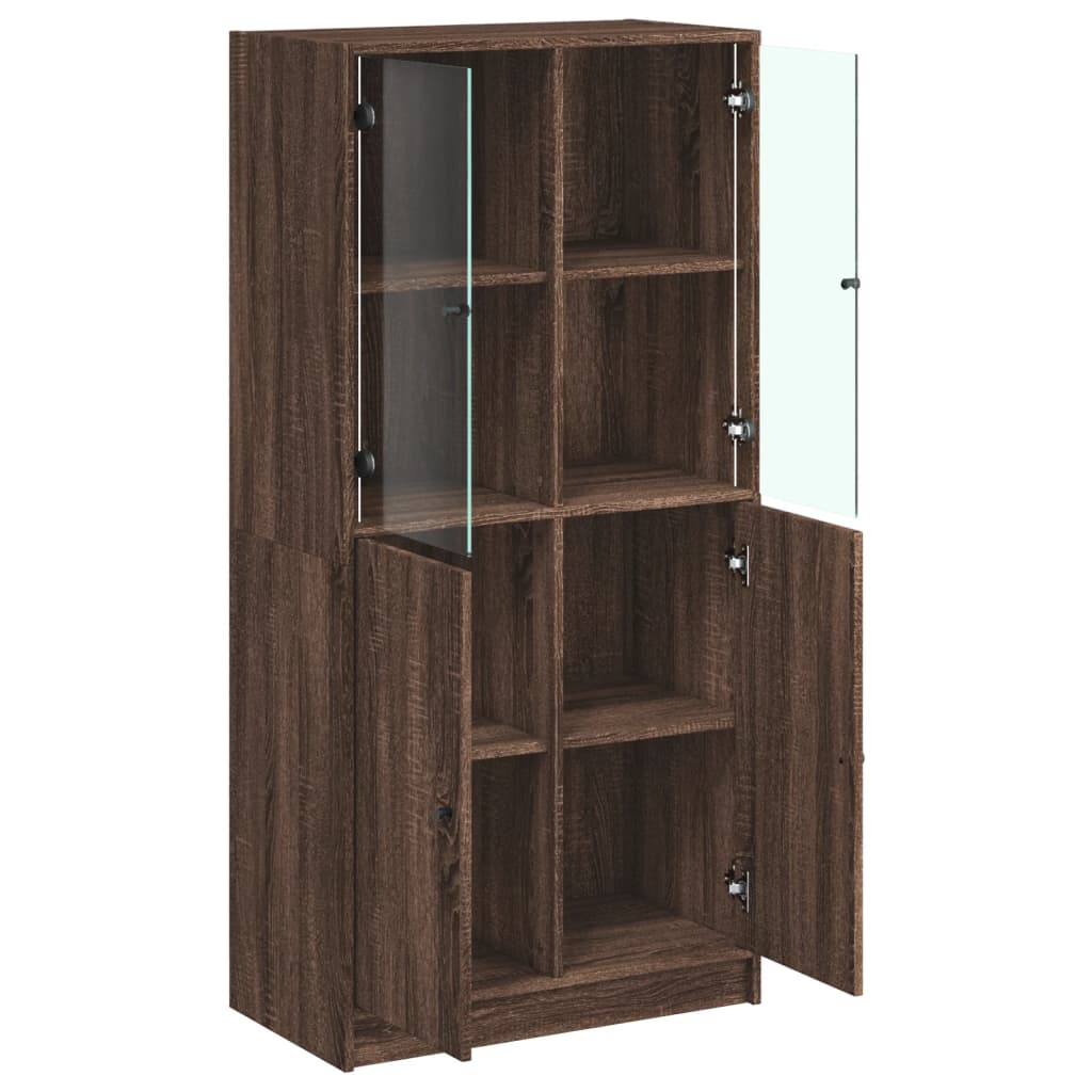 Highboard mit Türen Braun Eiche-Optik 68x37x142cm Holzwerkstoff