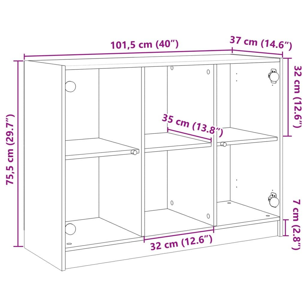 Sideboard Weiß 101,5x37x75,5 cm Holzwerkstoff