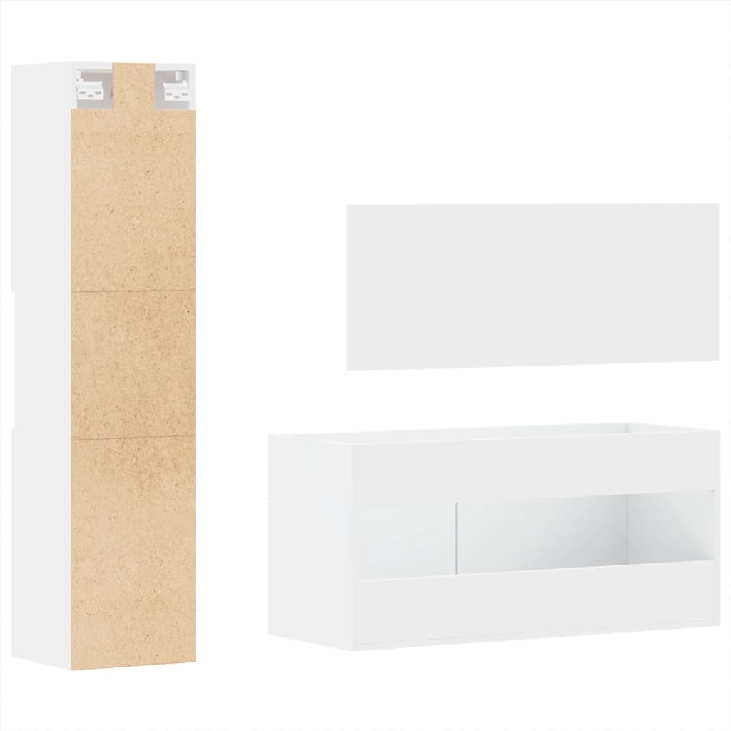 3-tlg. Badmöbel-Set Weiß Holzwerkstoff