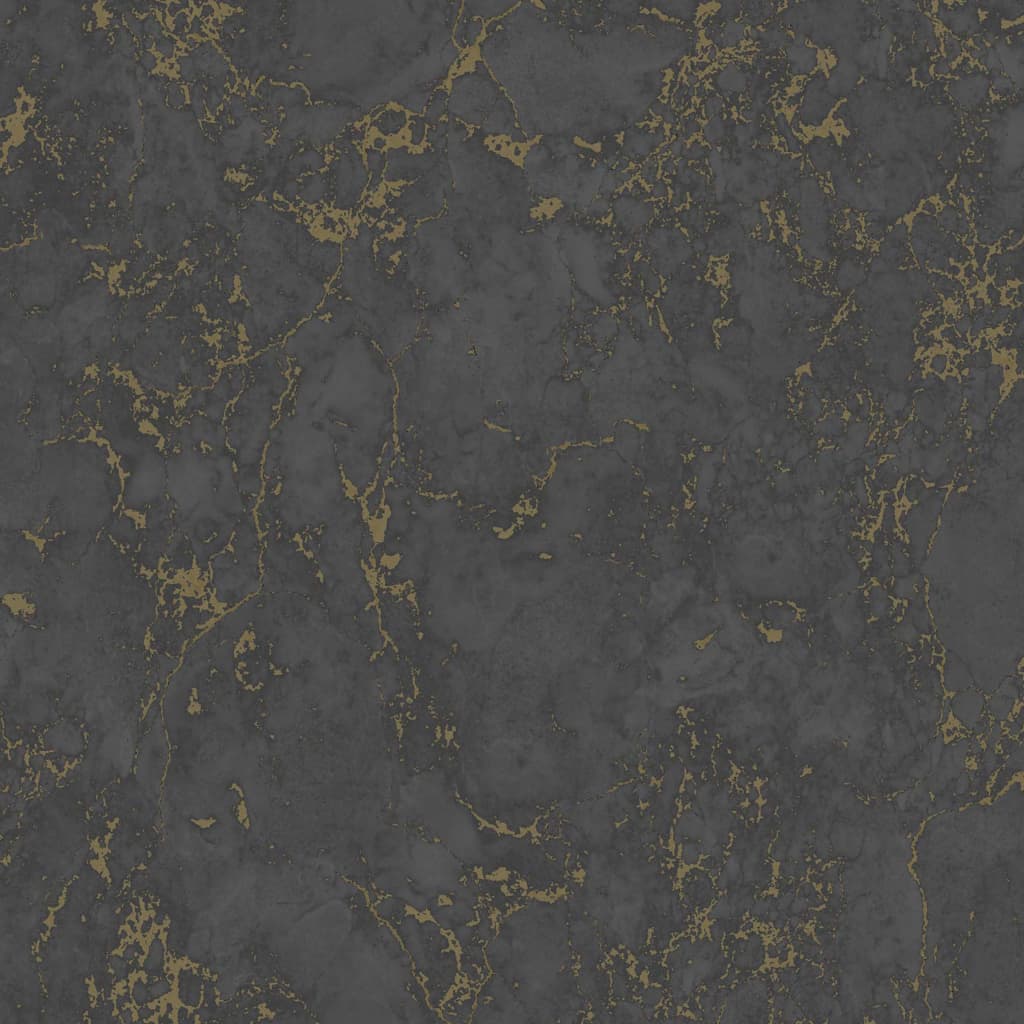 DUTCH WALLCOVERINGS wallpaper marble look black and gold