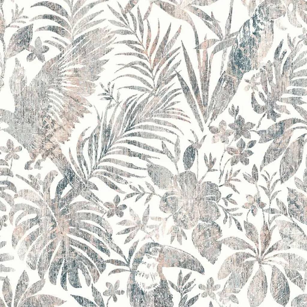 DUTCH WALLCOVERINGS wallpaper leaf and toucan motif beige