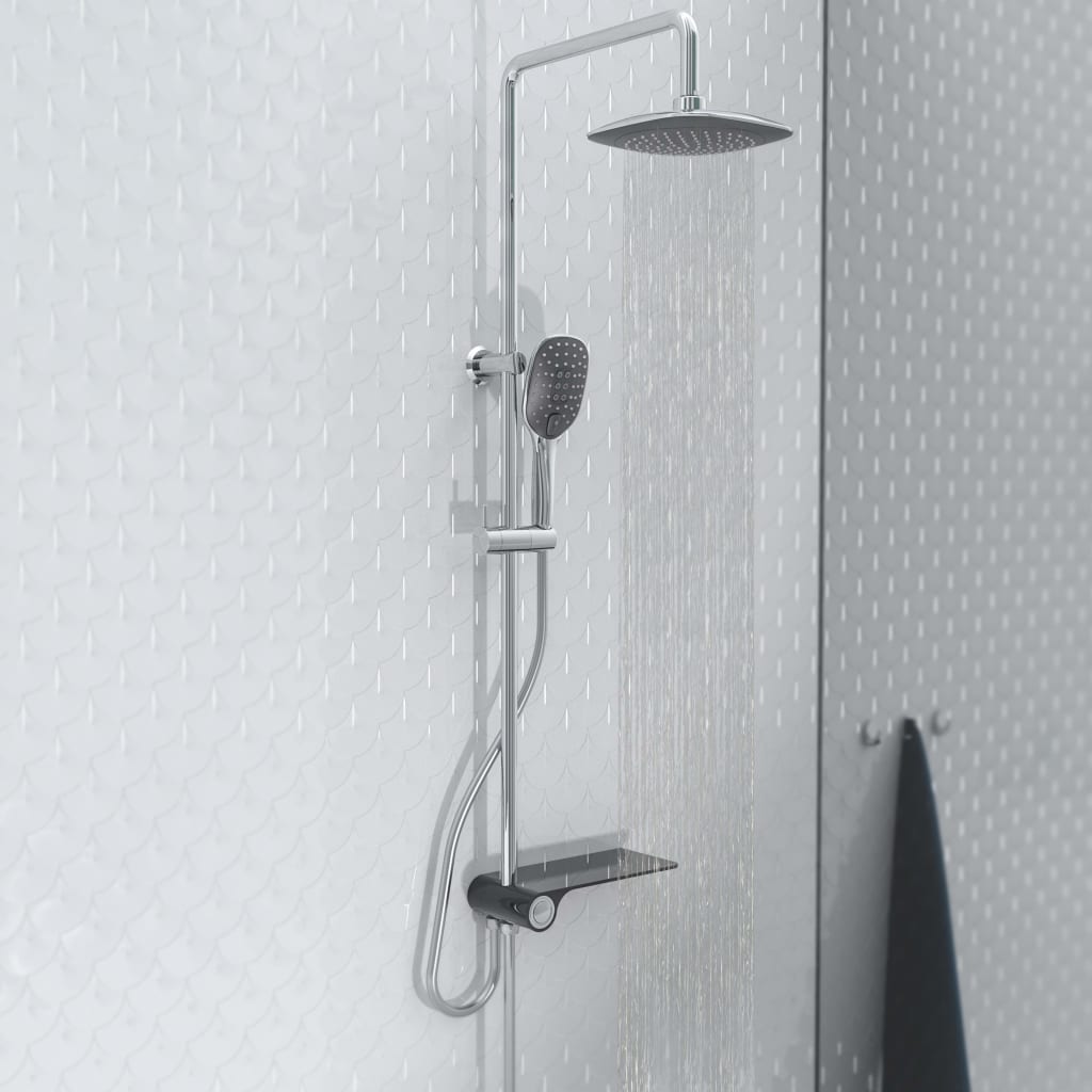SCHÜTTE overhead shower set with shelf AQUASTAR chrome anthracite