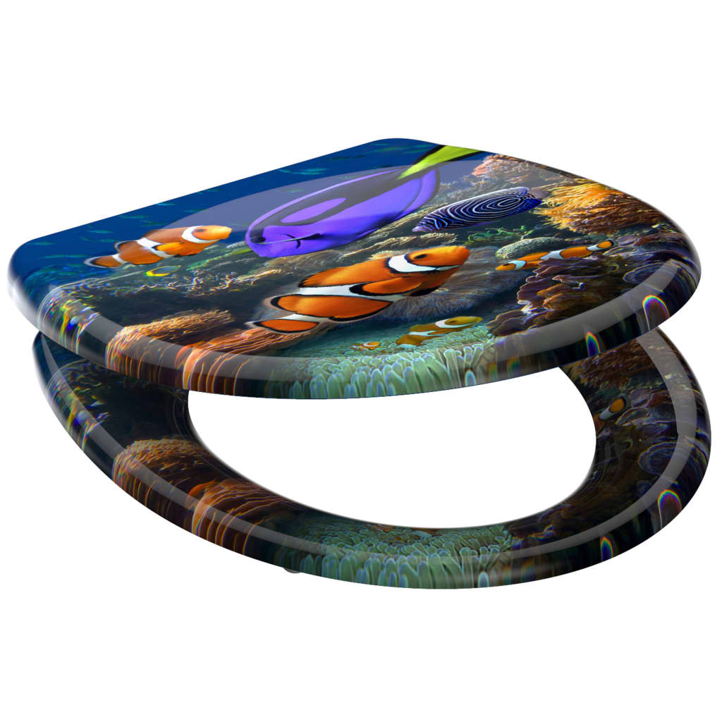 SCHÜTTE toilet seat Duroplast with soft-close mechanism SEA LIFE printed