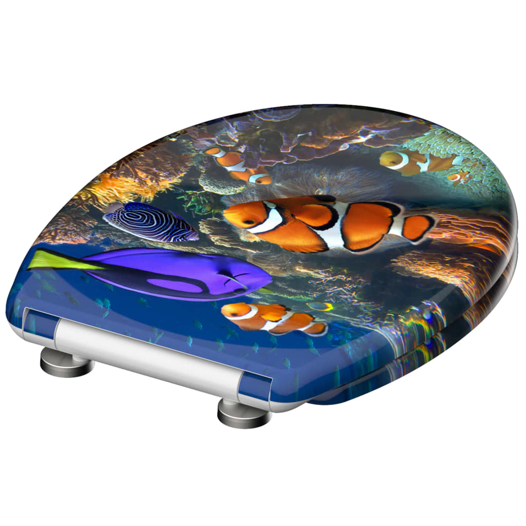 SCHÜTTE toilet seat Duroplast with soft-close mechanism SEA LIFE printed