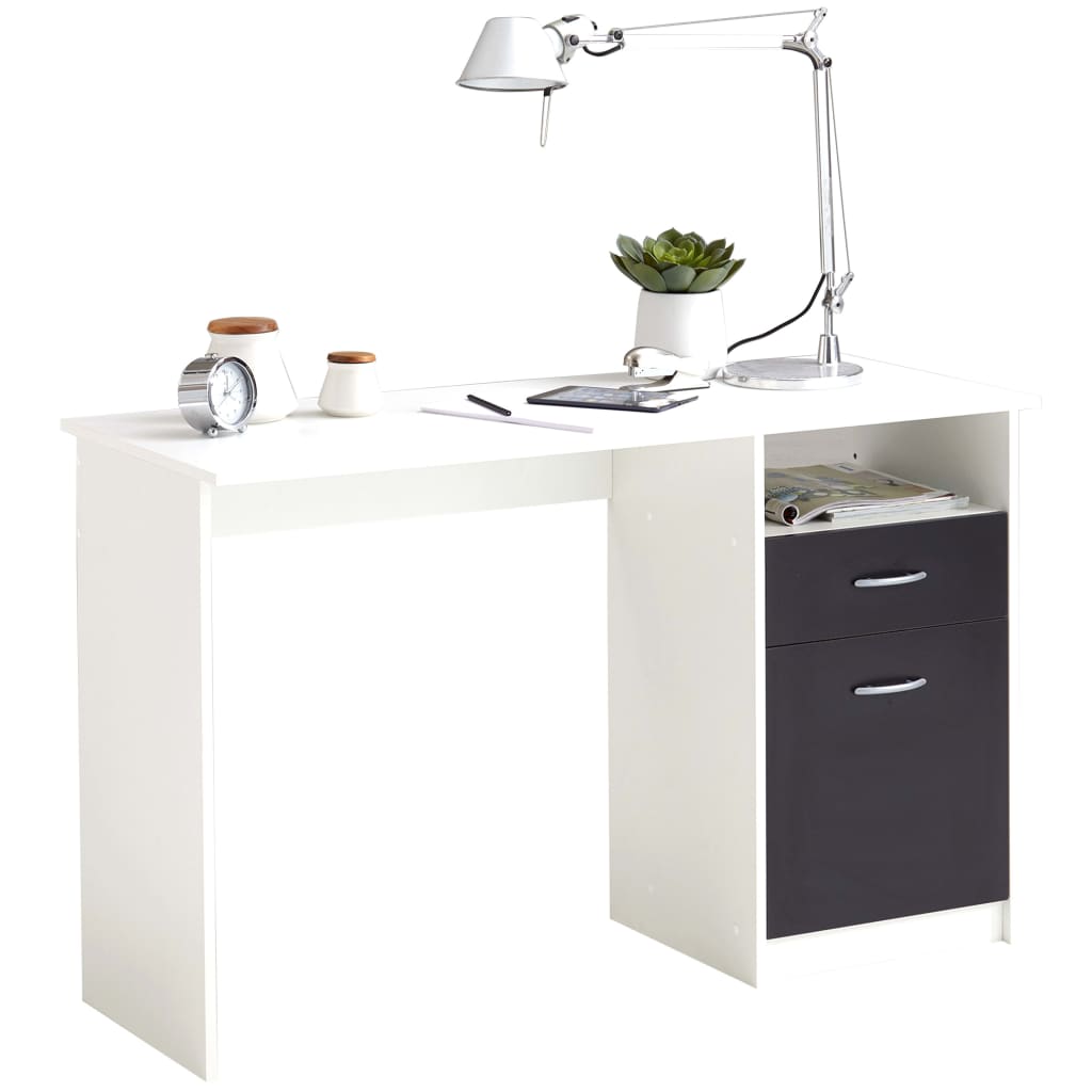 FMD desk with 1 drawer 123×50×76.5 cm white and black