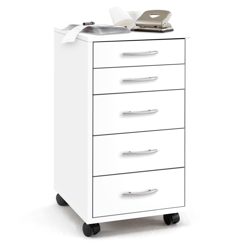 FMD drawer cabinet on wheels &amp; with 5 drawers white