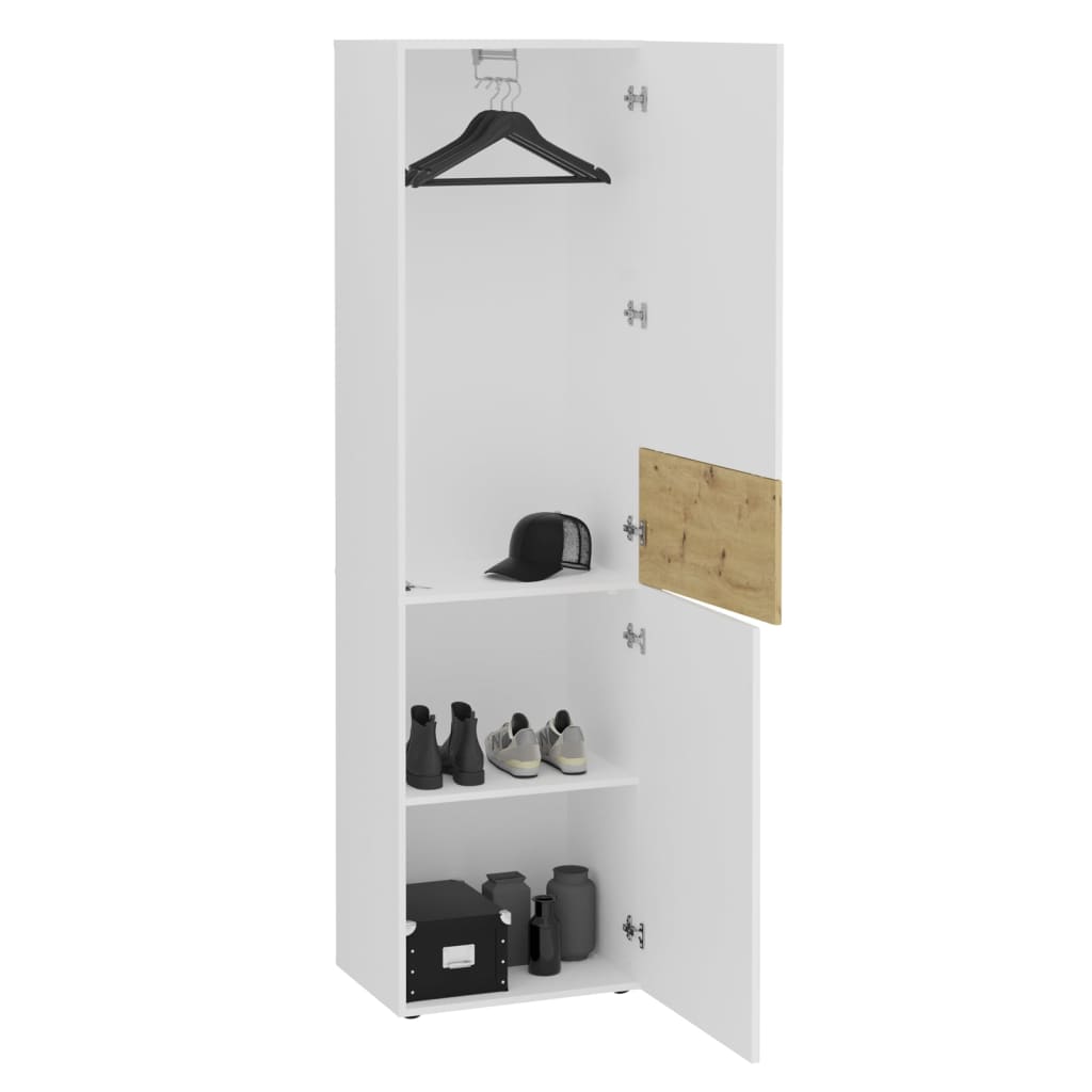 FMD wardrobe with 2 doors 54.5x41.7x199.1 cm white &amp; artisan oak