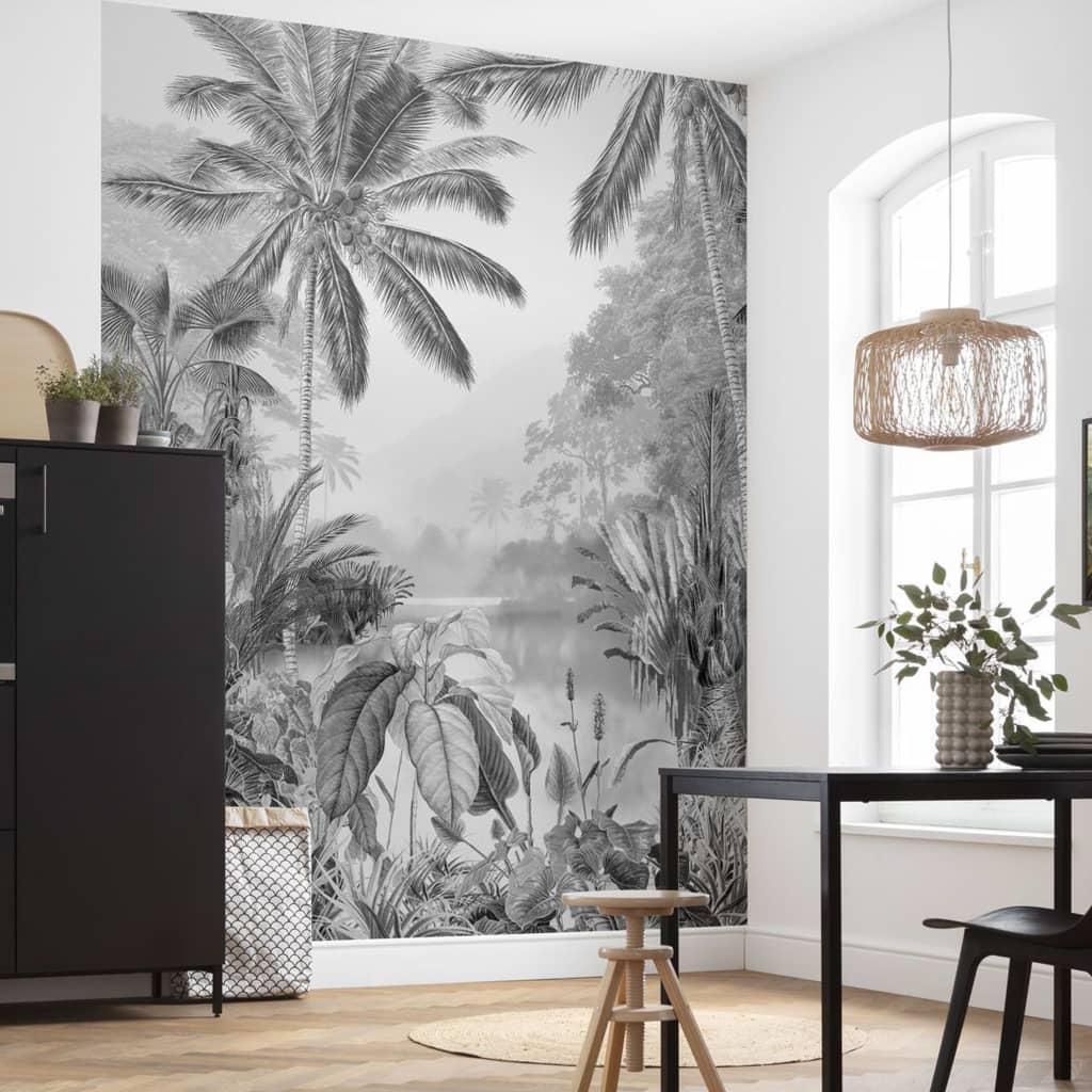 Komar photo wallpaper Lac Tropical black &amp; white 200x270 cm