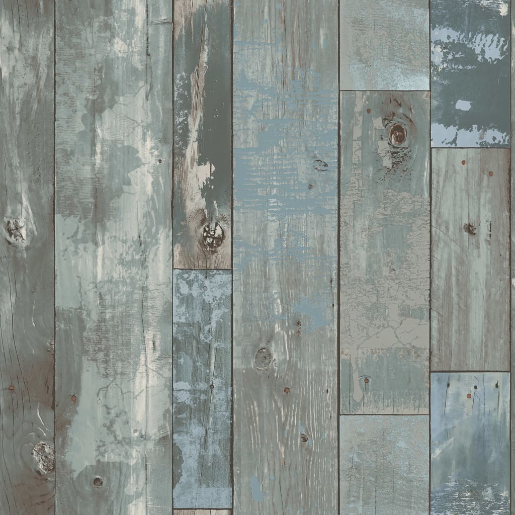 DUTCH WALLCOVERINGS wallpaper wood look grey-blue