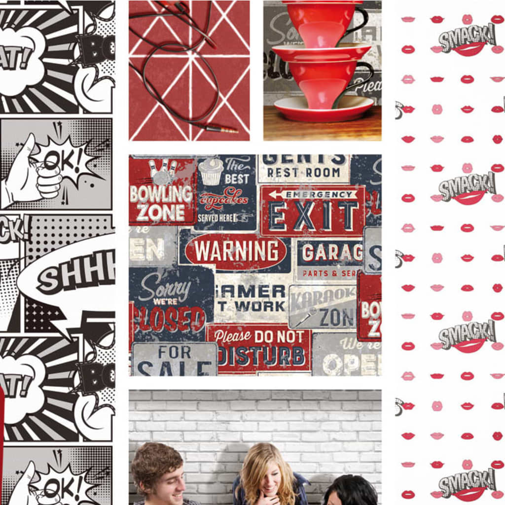 Urban Friends &amp; Coffee Wallpaper Advertising Boards Small Blue and Red
