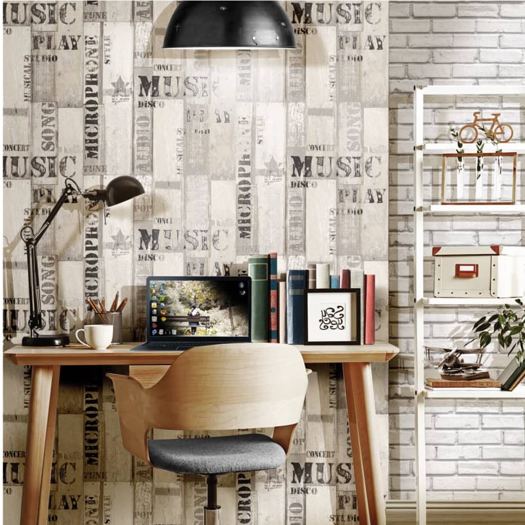 Urban Friends &amp; Coffee Wallpaper Wooden Boards Words Gray and Black