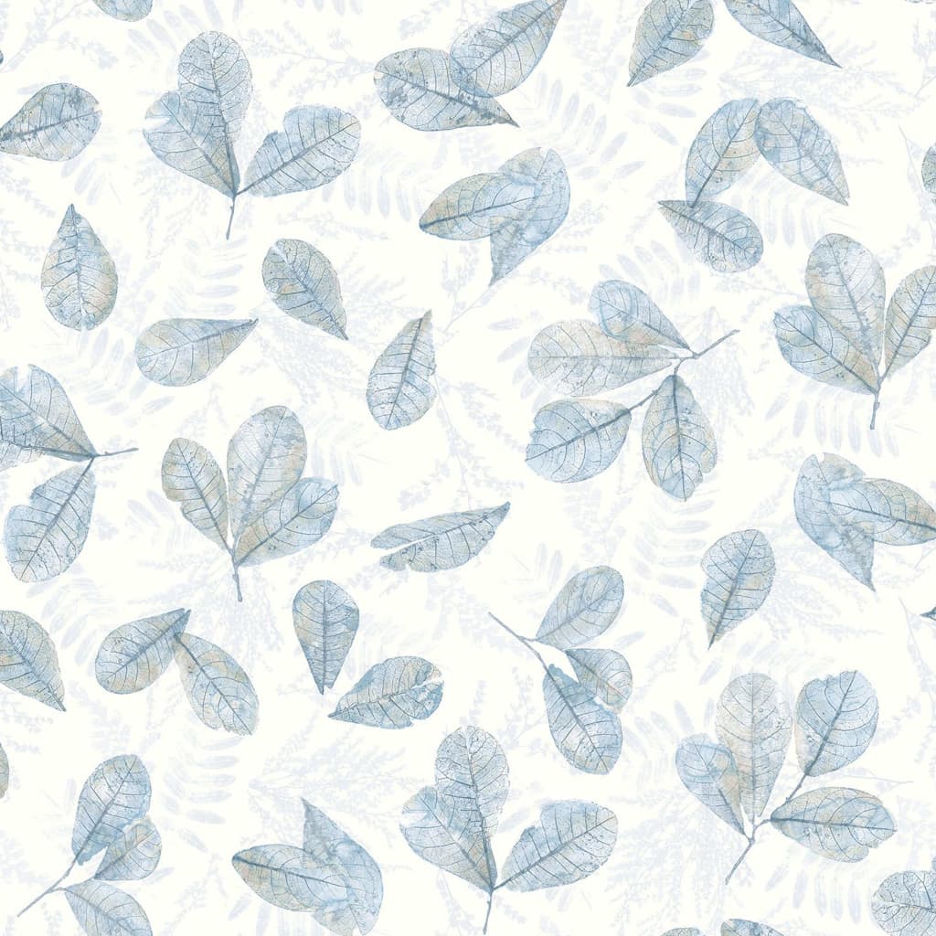 Evergreen wallpaper Leaves white and blue