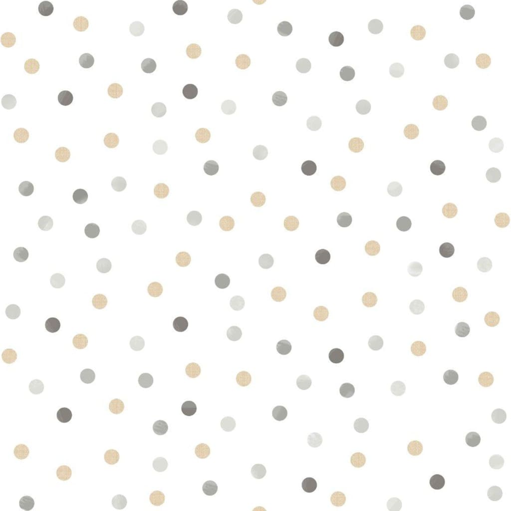 Noordwand wallpaper Mondo baby Confetti Dots white, gray and beige