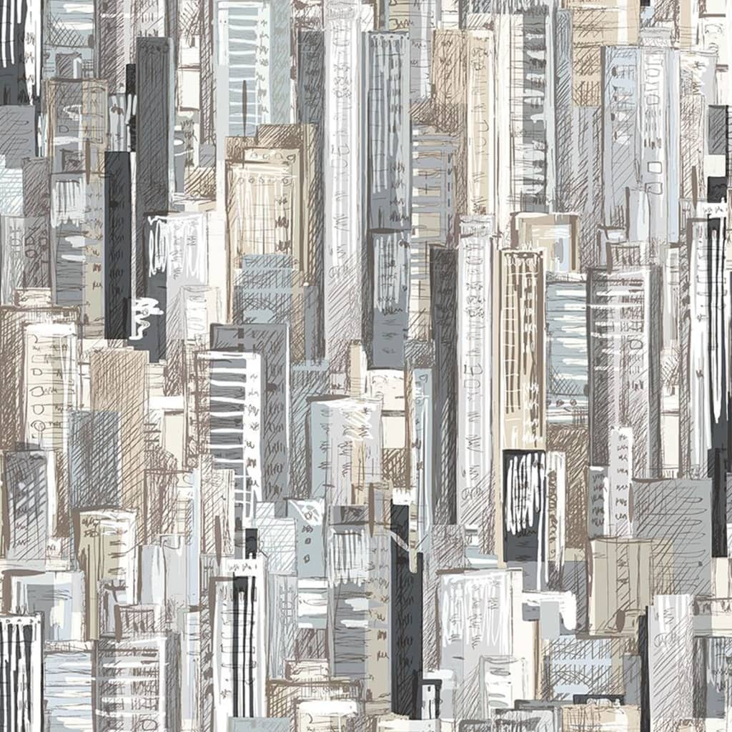 Noordwand wallpaper Friends &amp; Coffee Cities and Skyline gray and metallic
