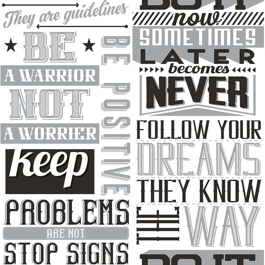 Noordwand wallpaper Friends &amp; Coffee Words and Letters black and white