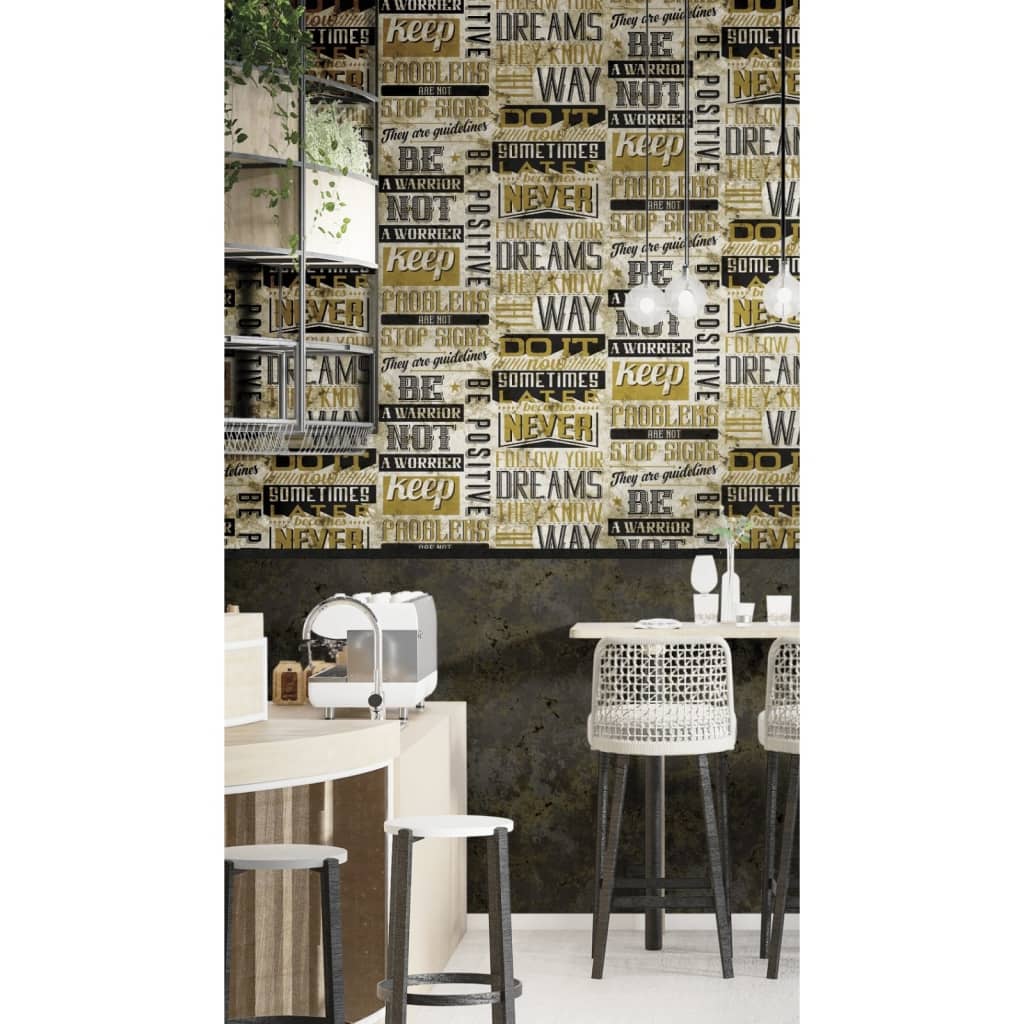 Noordwand wallpaper Friends &amp; Coffee Marble Concrete black and brown