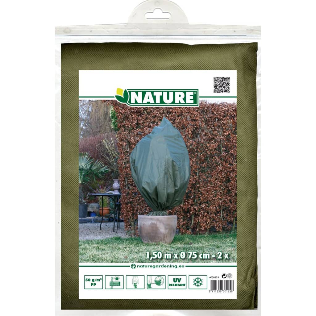 Nature winter fleece frost protection covers 2 pieces 50 g/m² 150x75 cm green