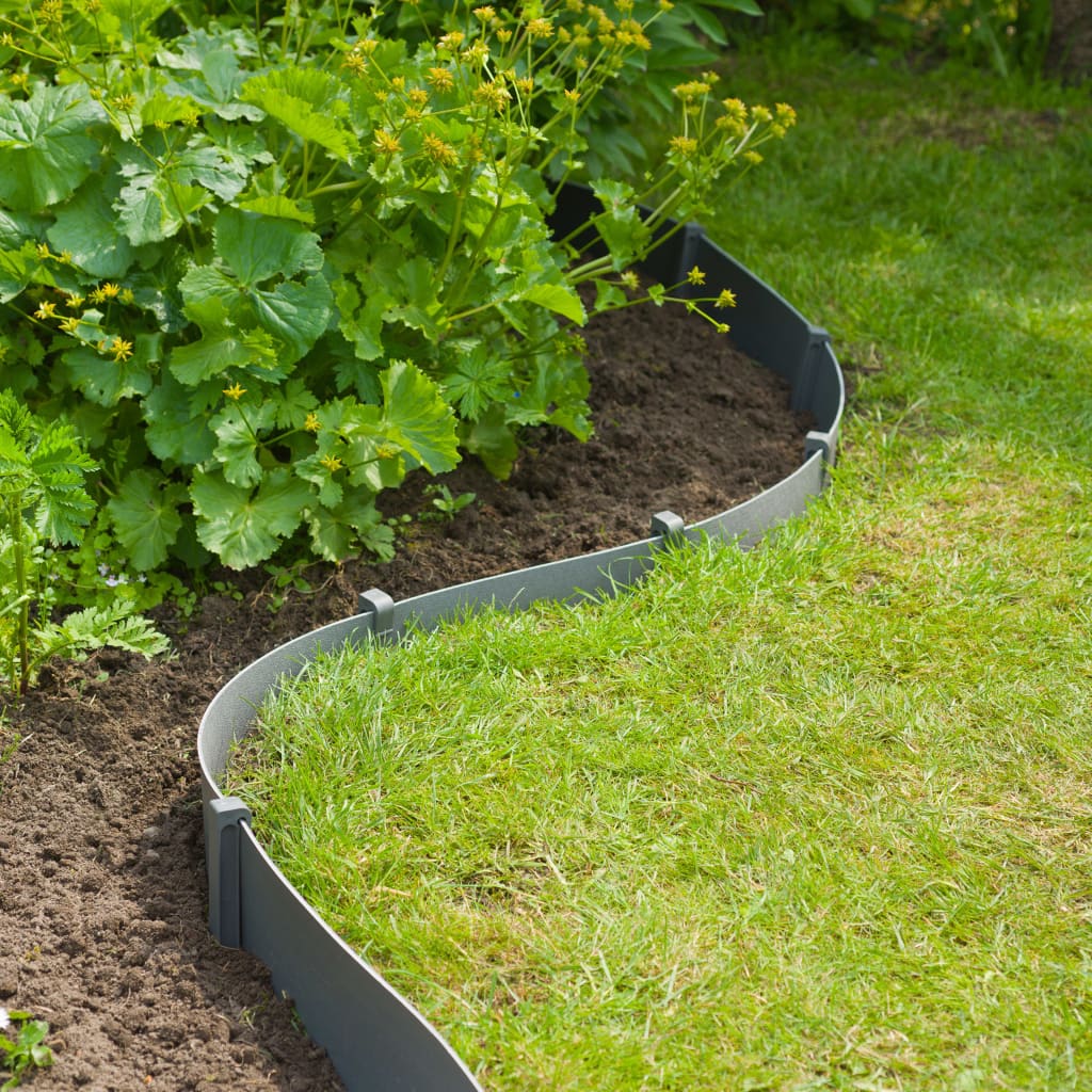 Nature lawn edging with ground anchor set gray