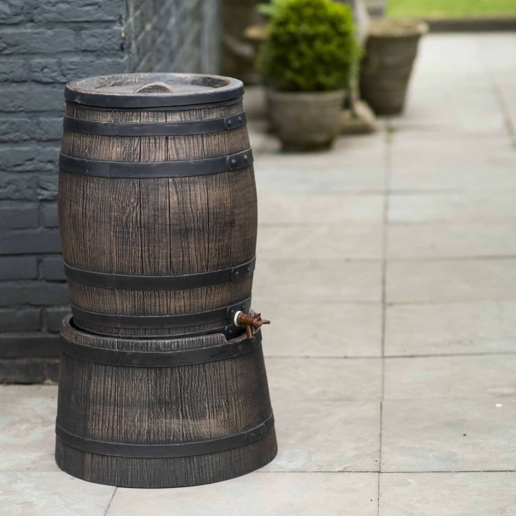 Nature rain barrel with wood look 50 L 38 x 49.5 cm brown