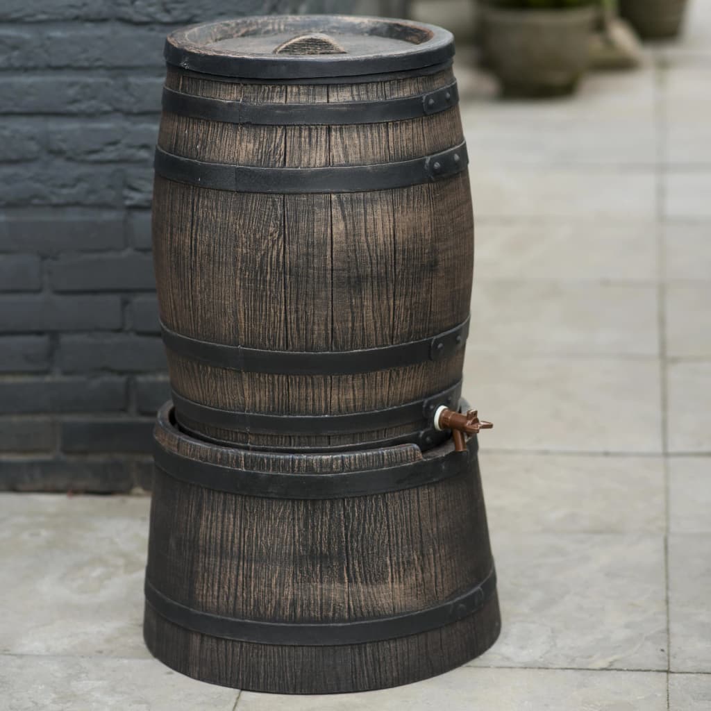 Nature rain barrel with wood look 120 L 50.5 x 66 cm brown