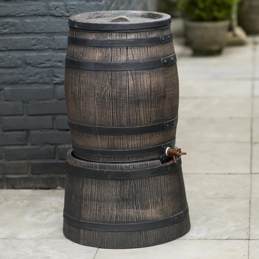 Nature stand for rain barrel wood look 30.5 x 58 cm brown