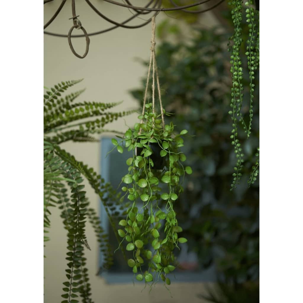 Emerald Artificial Ceropegia hanging bush in pot 50 cm