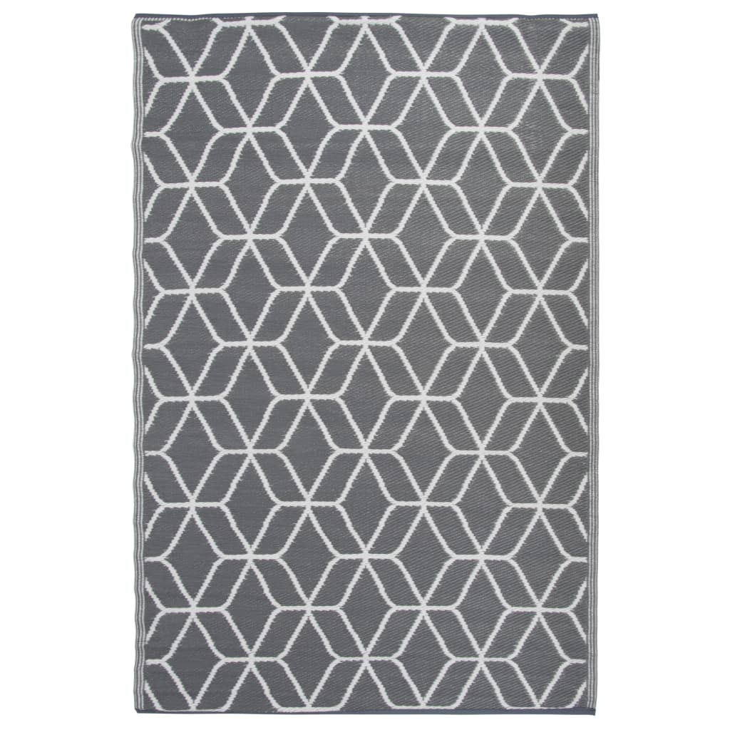 Esschert Design outdoor rug 180x121 cm gray and white OC25