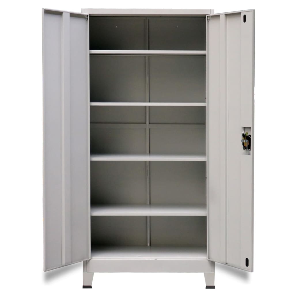 Office cabinet with 2 doors steel 90x40x180 cm gray