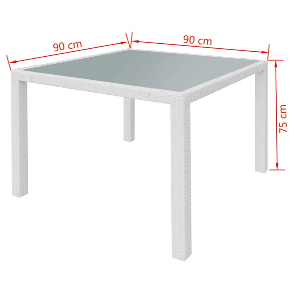 5-tlg. Garten-Essgruppe Poly Rattan Cremeweiß