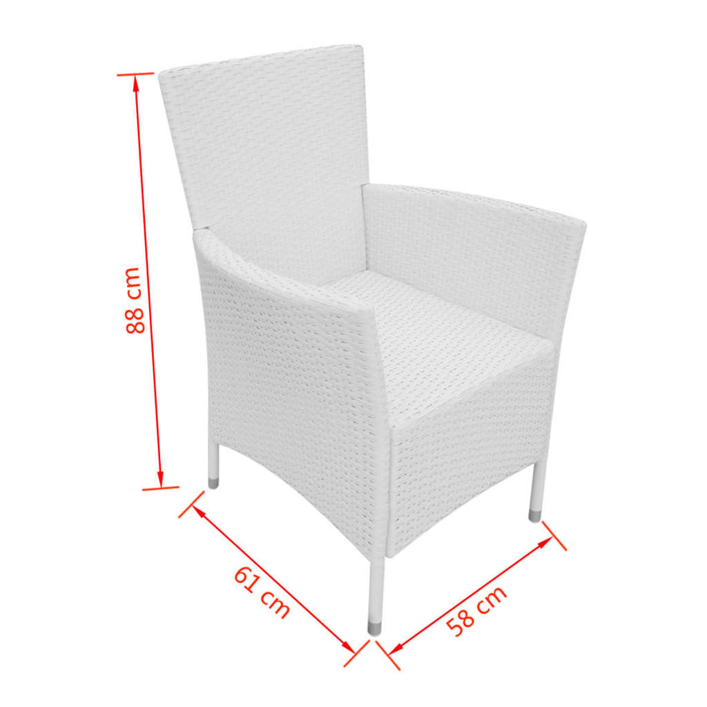 5-tlg. Garten-Essgruppe Poly Rattan Cremeweiß