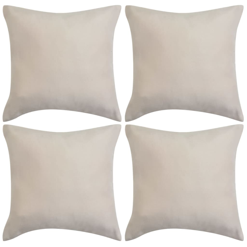 Cushion covers 4 pieces 40x40 cm polyester faux leather beige