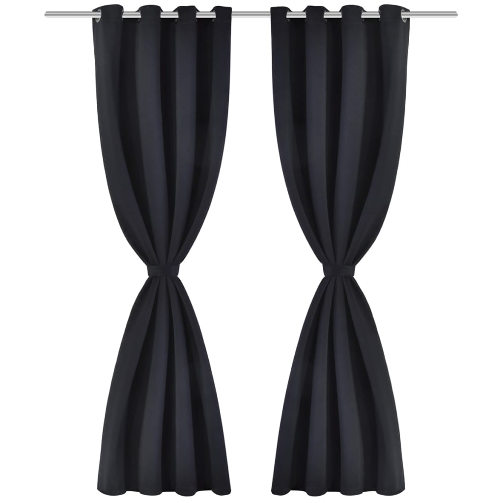 Blackout curtains 2 pieces with metal eyelets 135x175 cm black
