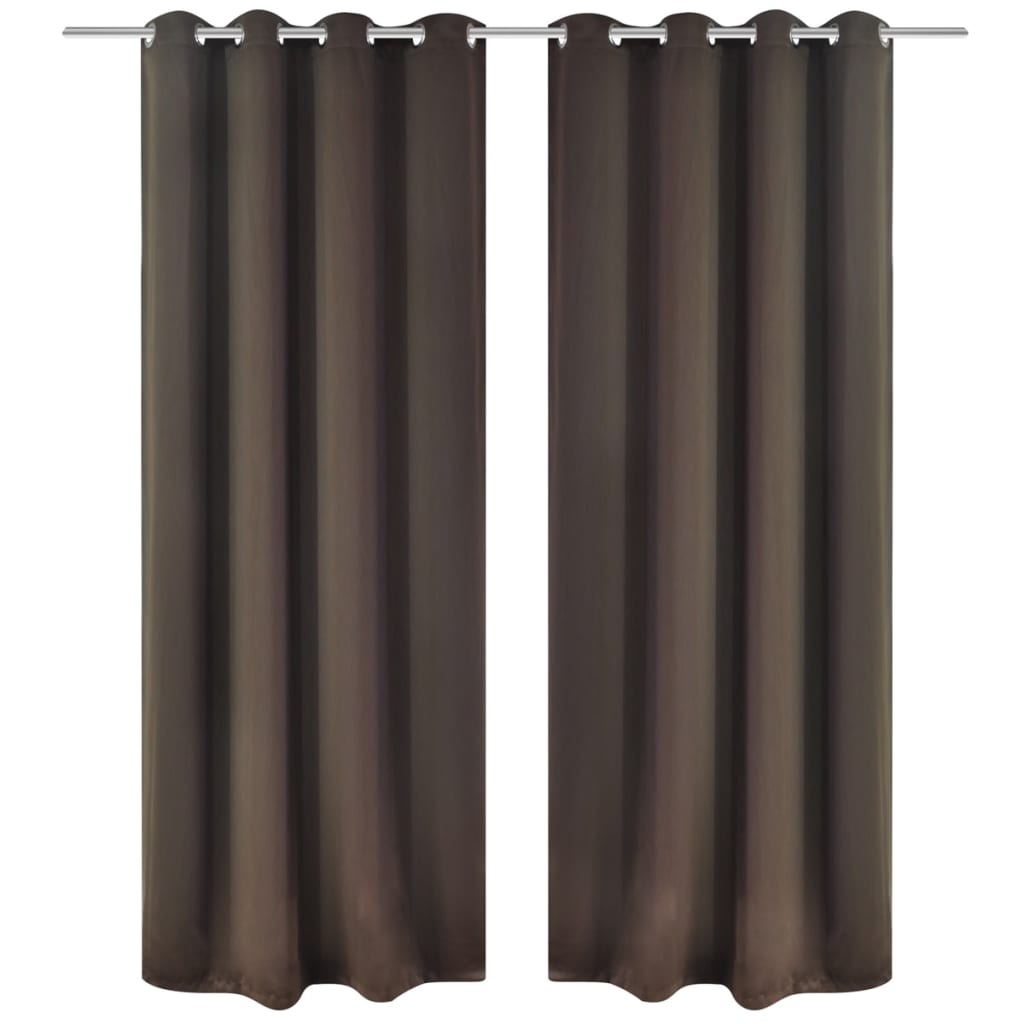 Blackout curtains 2 pieces with metal eyelets 135 x 175 cm brown