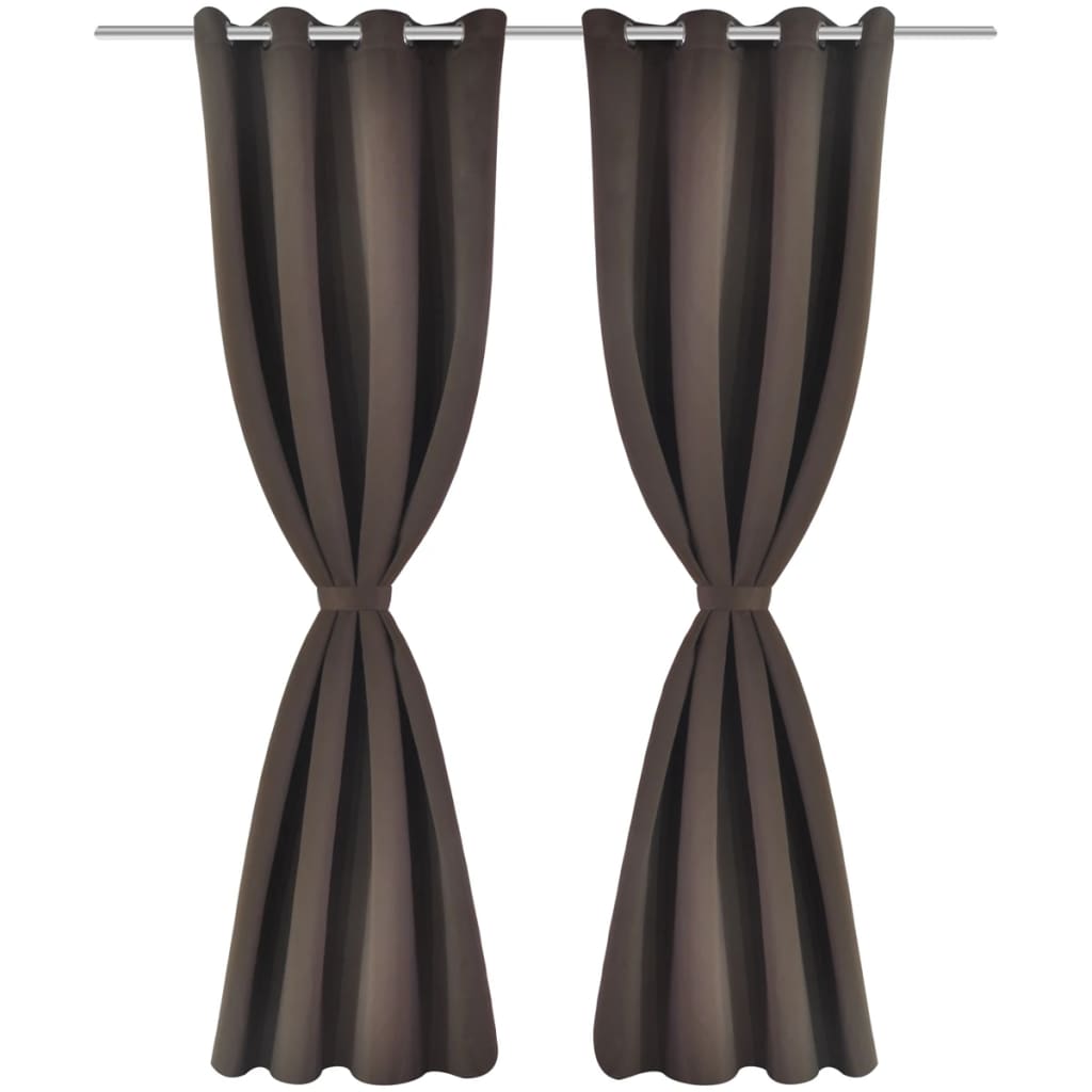 Blackout curtains 2 pieces with metal eyelets 135 x 175 cm brown
