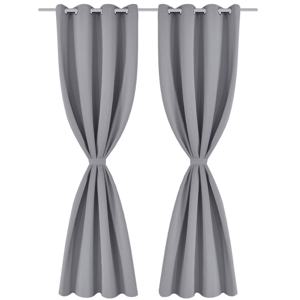 Blackout curtains 2 pieces with metal eyelets 135 x 175 cm gray