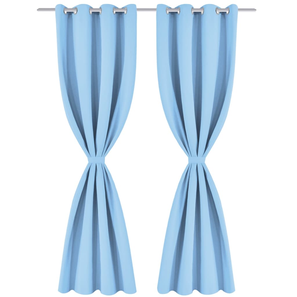 Blackout curtains 2 pieces with metal eyelets 135 x 245 cm turquoise