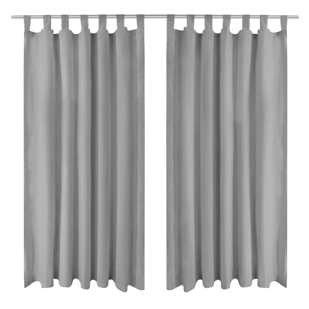 Micro satin curtains 2 pieces with loops 140x225 cm gray