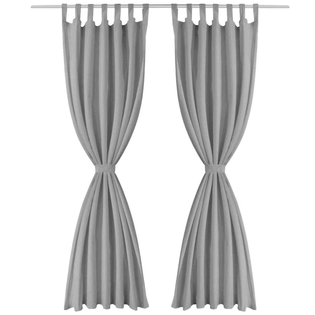 Micro satin curtains 2 pieces with loops 140x225 cm gray