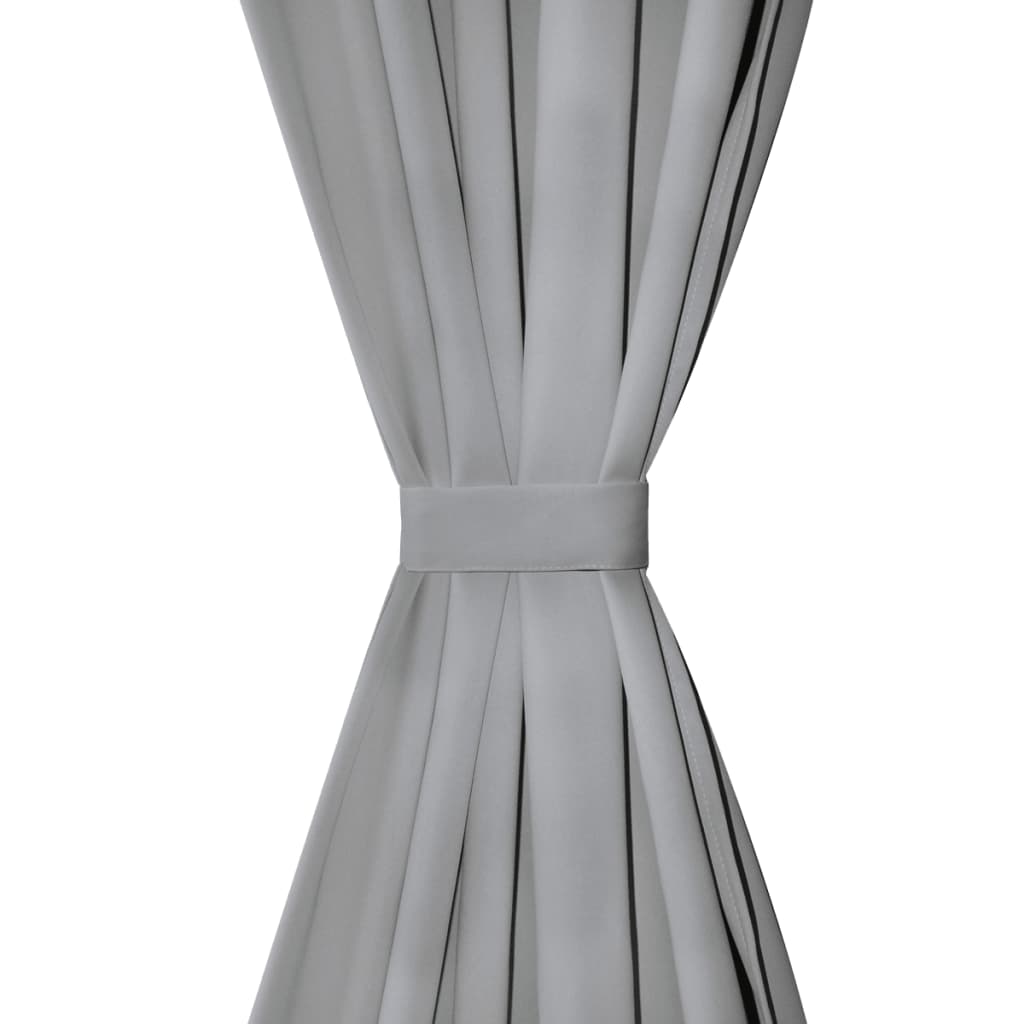 Micro satin curtains 2 pieces with loops 140x245 cm gray
