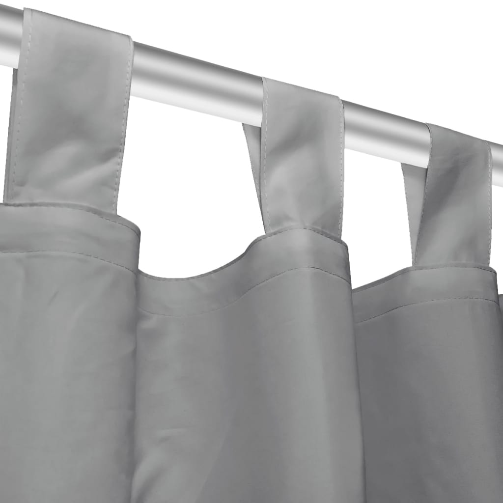 Micro satin curtains 2 pieces with loops 140x245 cm gray