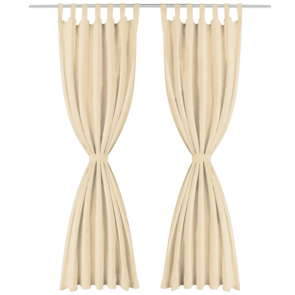 Curtains made of micro satin 2 pieces with loops 140×175 cm beige