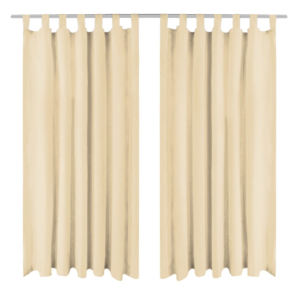 Curtains made of micro satin 2 pieces with loops 140×225 cm beige