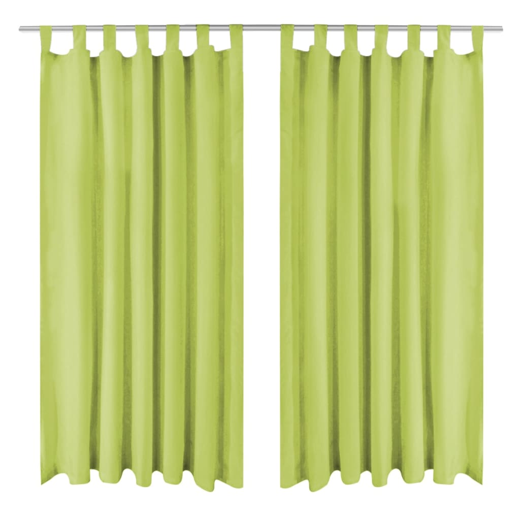 Micro satin curtains 2 pieces with loops 140 x 175 cm green