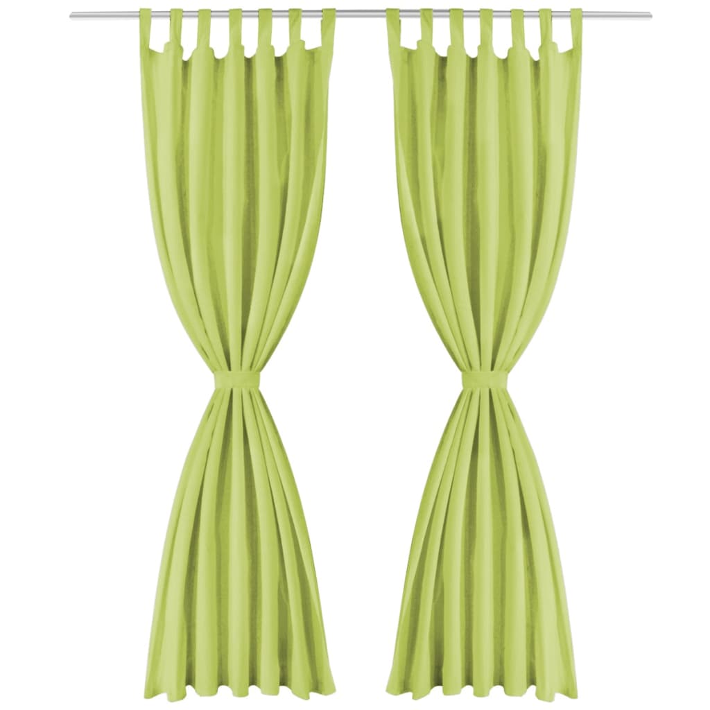 Micro satin curtains 2 pieces with loops 140 x 175 cm green