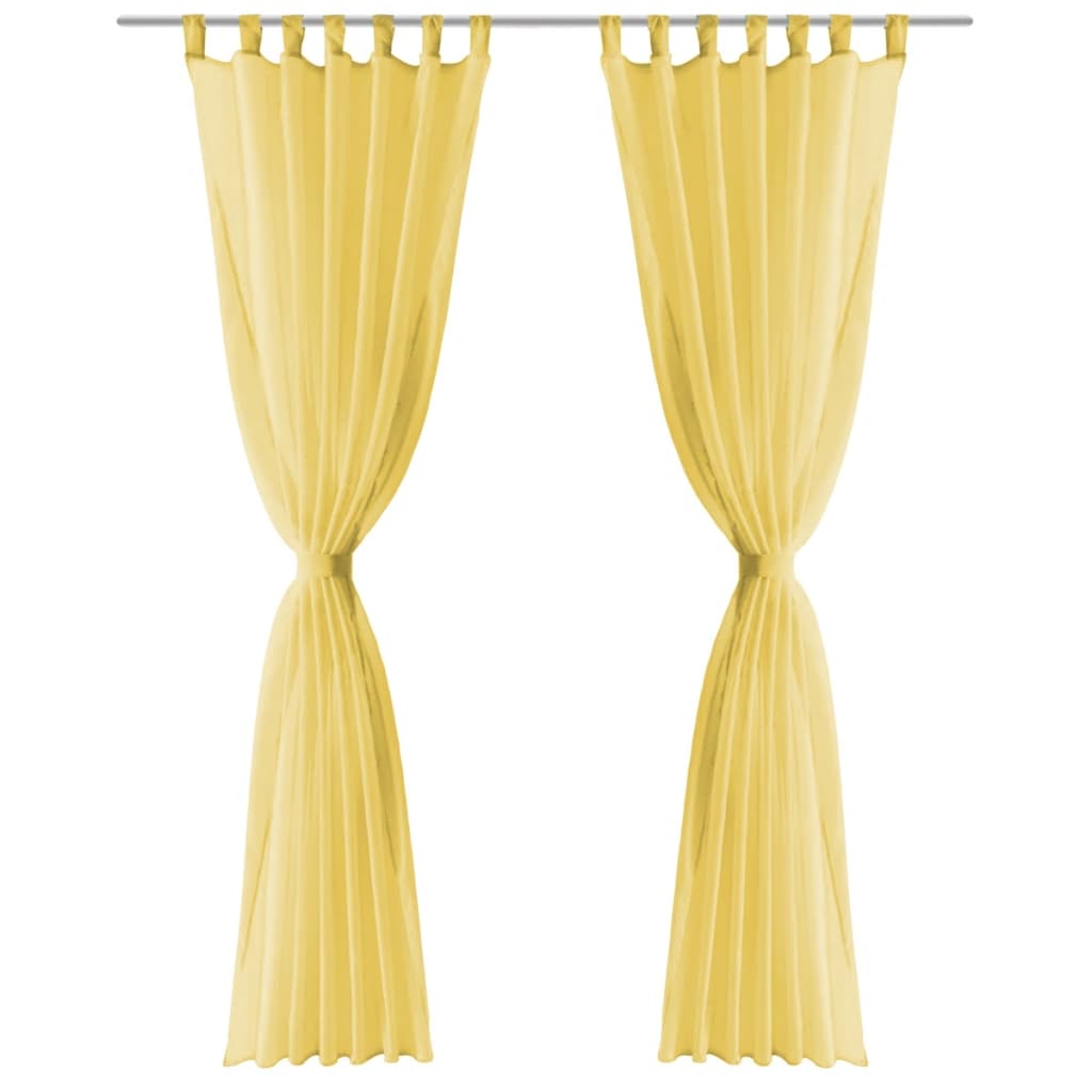 Voile curtains 2 pieces 140 x 175 cm yellow