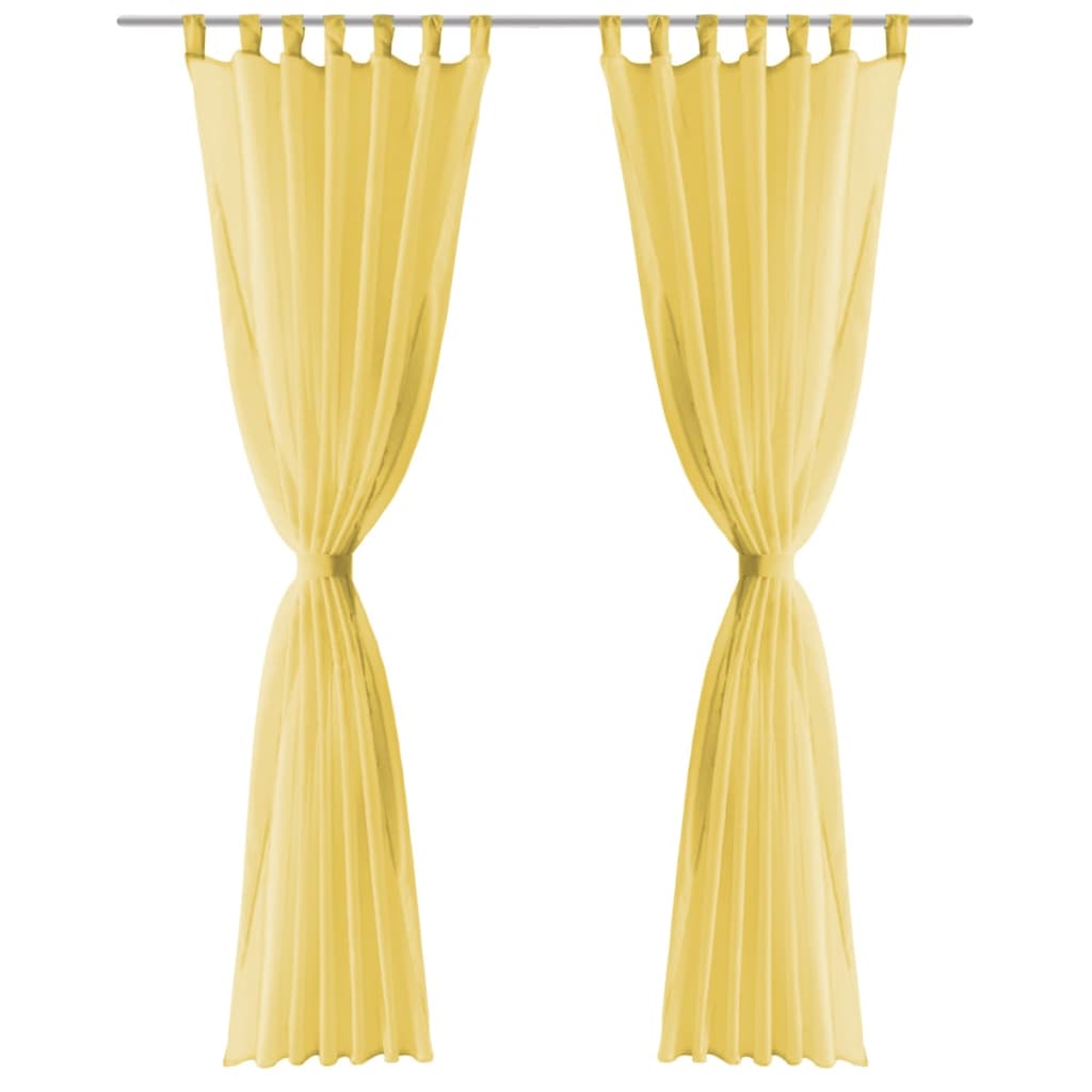 Voile curtains 2 pieces 140 x 245 cm yellow