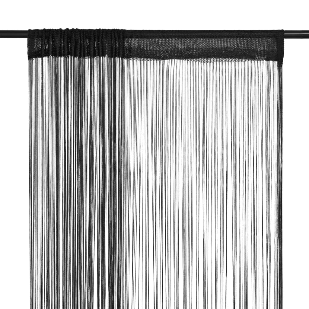 Thread curtains 2 pieces 140 x 250 cm black