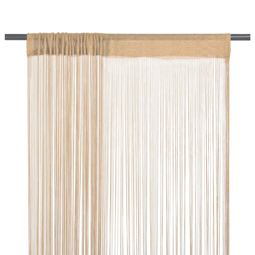 Thread curtains 2 pieces 100 x 250 cm beige