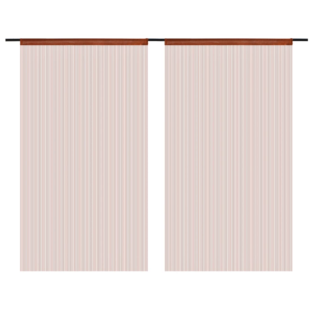 Thread curtains 2 pieces 140 x 250 cm brown