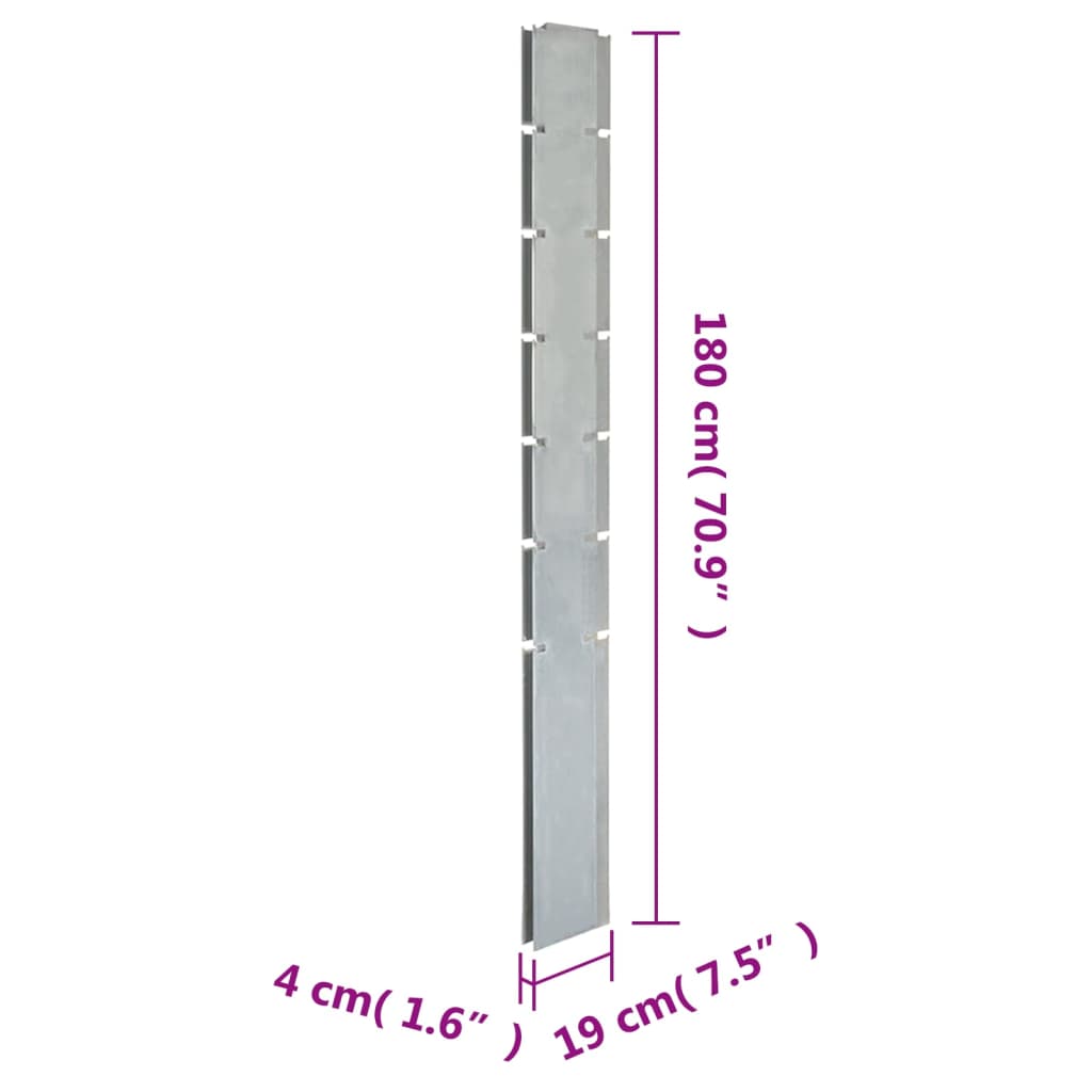 vidaXL posts for gabion fence silver 180 cm galvanized steel
